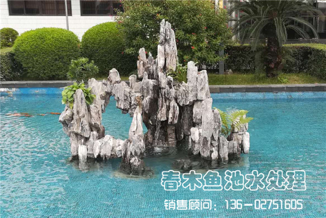 广州公司鱼池假山制件完成图片